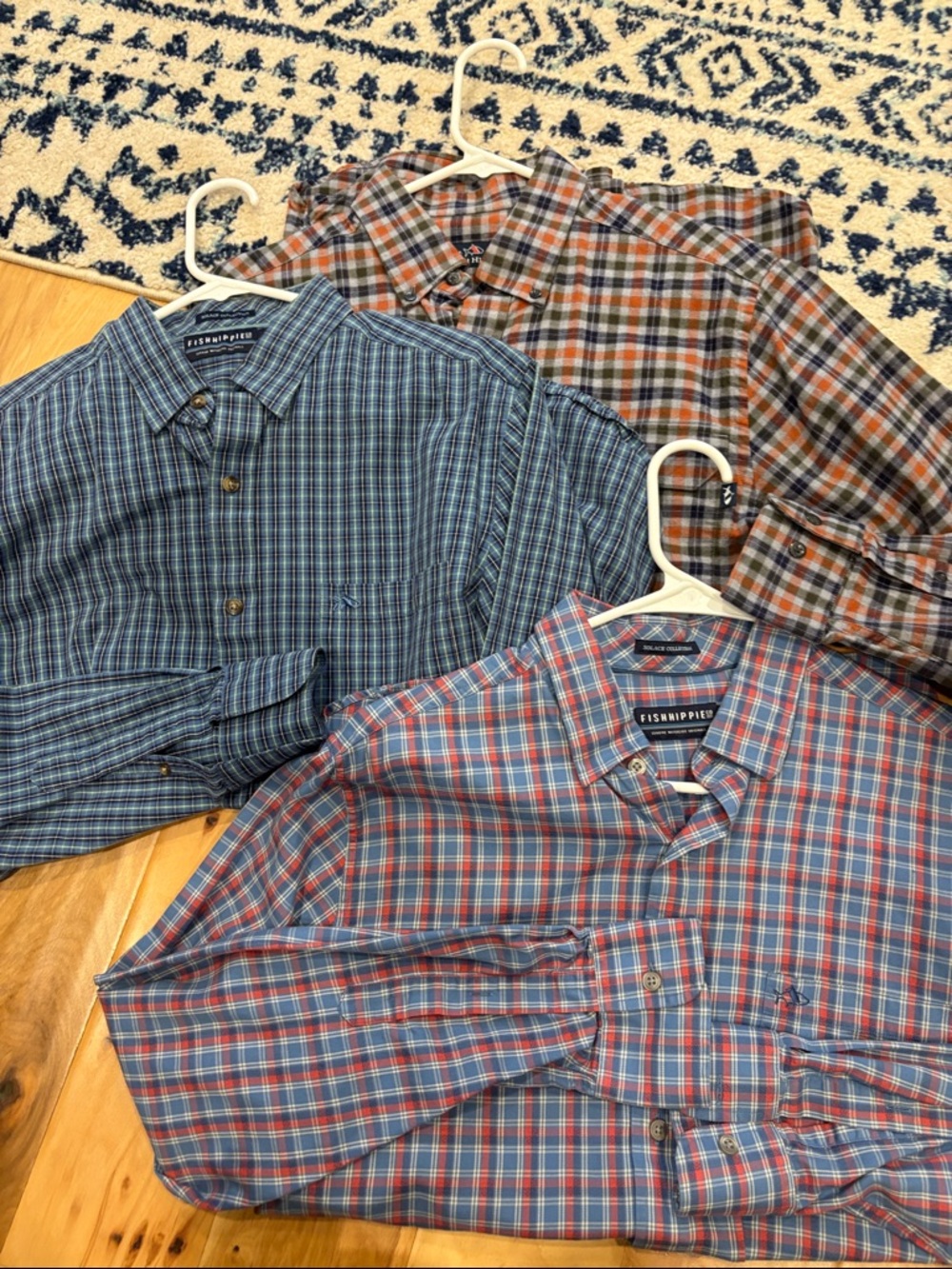 3 Mens Fish Hippie Med Button downs